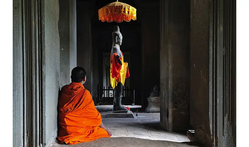 Monk at Angkor Wat Cambodia
